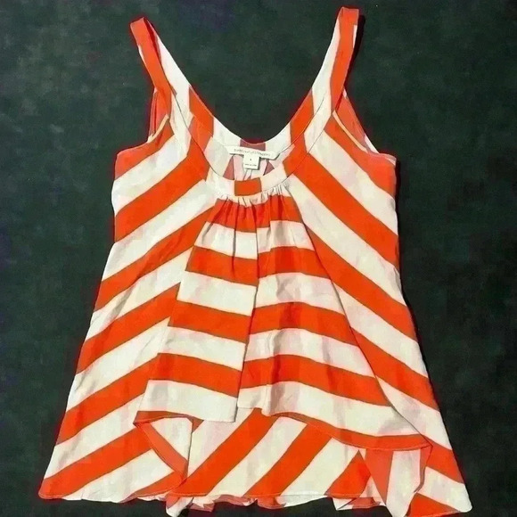 Diane Von Furstenberg Tops - Diane Von Furstenberg Pastel Summer Striped Nautical Pink Silk Womens Size 4 DVF